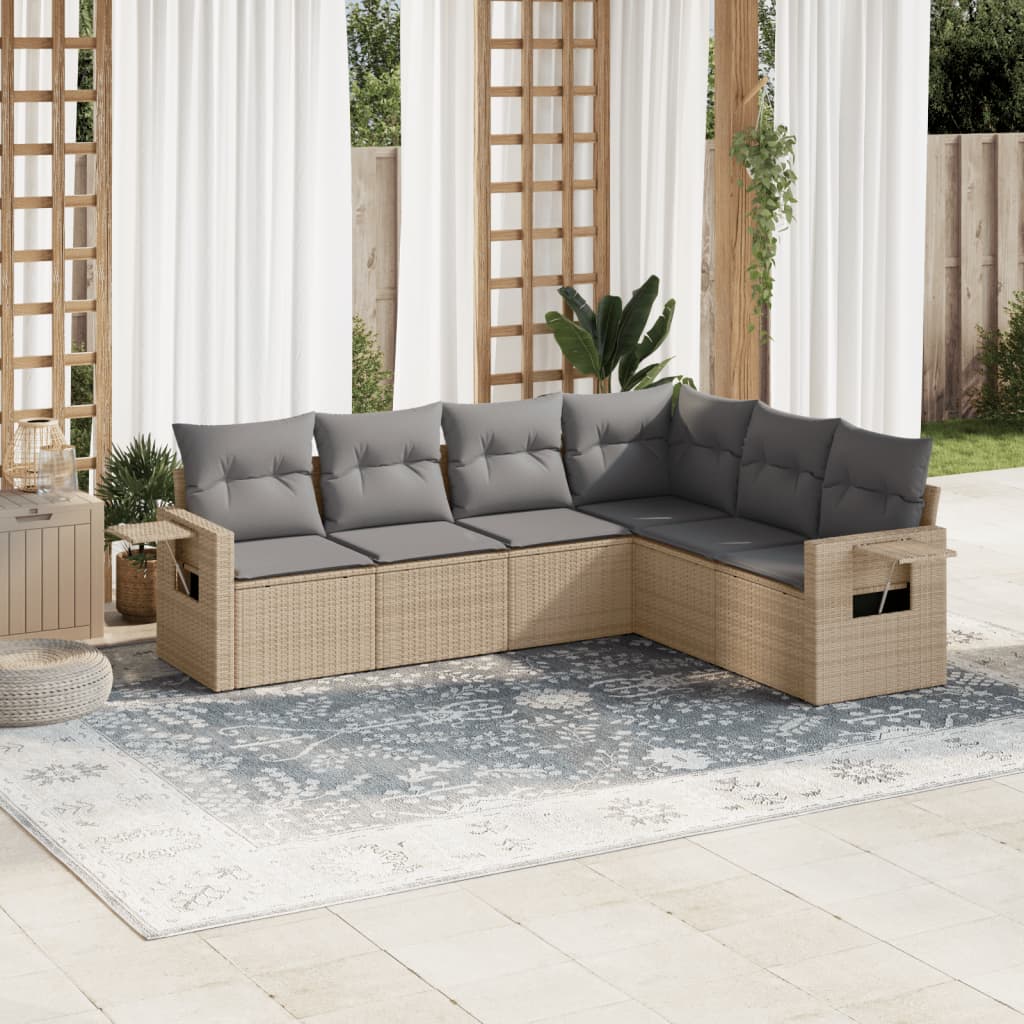 Set Mobilier De Grădină Cu Perne, 6 Piese, , Poliratan