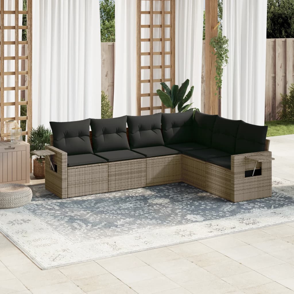 Set Mobilier De Grădină Cu Perne, 6 Piese, , Poliratan