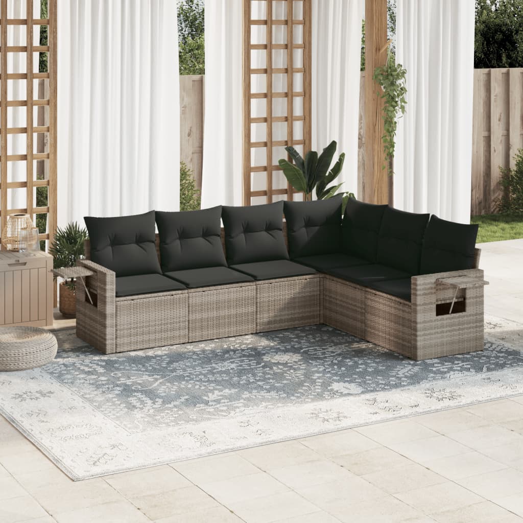 Set Mobilier De Grădină Cu Perne, 6 Piese, , Poliratan