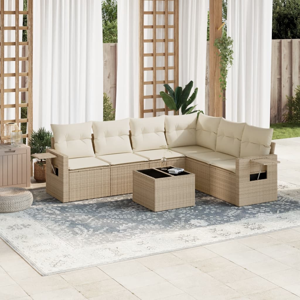 Set Mobilier De Grădină Cu Perne, 6 Piese, , Poliratan