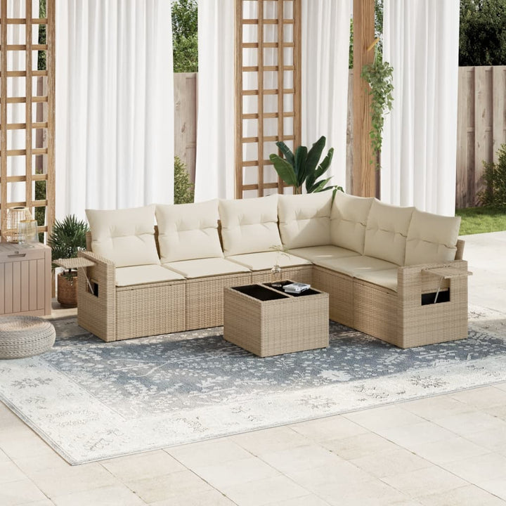 Set Mobilier De Grădină Cu Perne, 6 Piese, , Poliratan