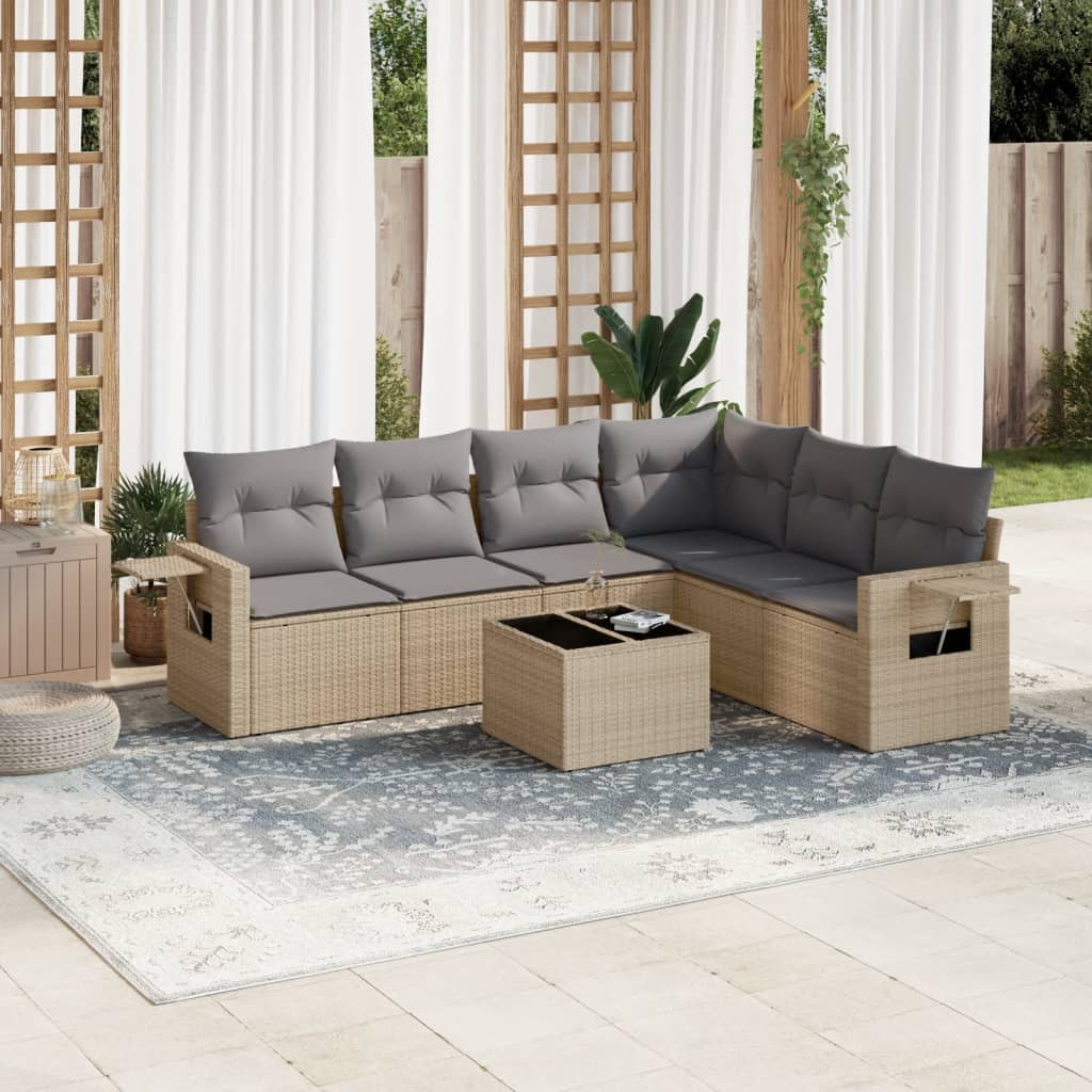 Set Mobilier De Grădină Cu Perne, 6 Piese, , Poliratan