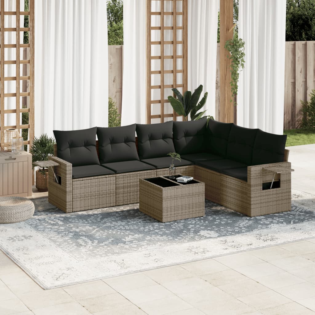 Set Mobilier De Grădină Cu Perne, 6 Piese, , Poliratan
