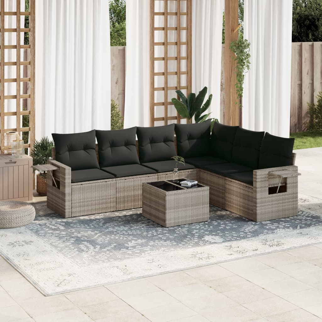 Set Mobilier De Grădină Cu Perne, 6 Piese, , Poliratan