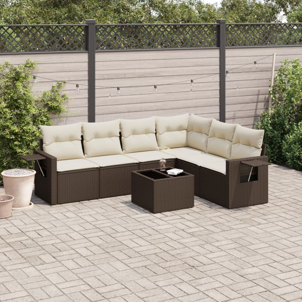 Set Mobilier De Grădină Cu Perne, 6 Piese, , Poliratan