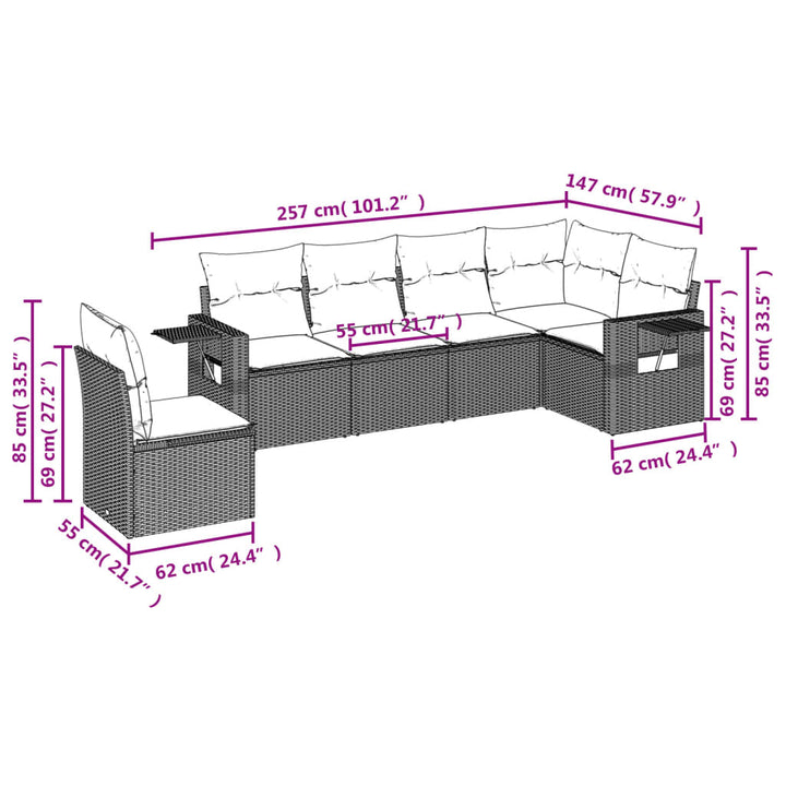 Set Mobilier De Grădină Cu Perne, 6 Piese, , Poliratan