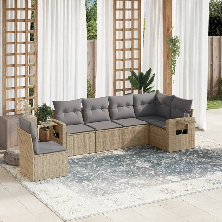 Set Mobilier De Grădină Cu Perne, 6 Piese, , Poliratan