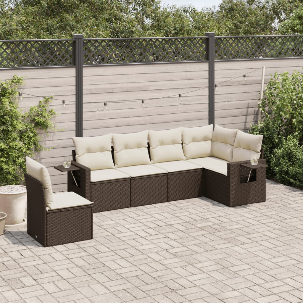Set Mobilier De Grădină Cu Perne, 6 Piese, , Poliratan