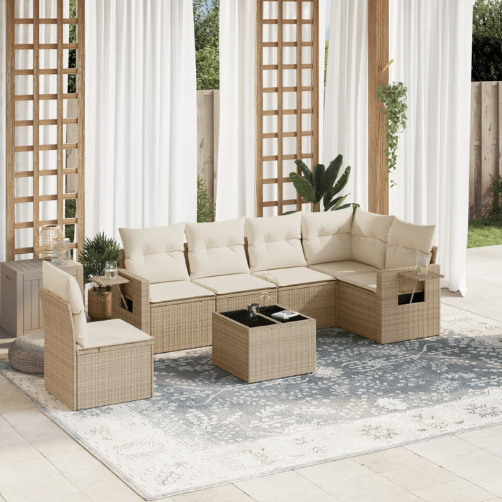 Set Mobilier De Grădină Cu Perne, 6 Piese, , Poliratan