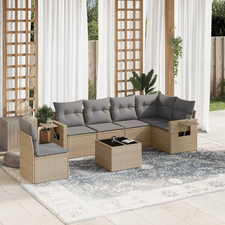 Set Mobilier De Grădină Cu Perne, 6 Piese, , Poliratan