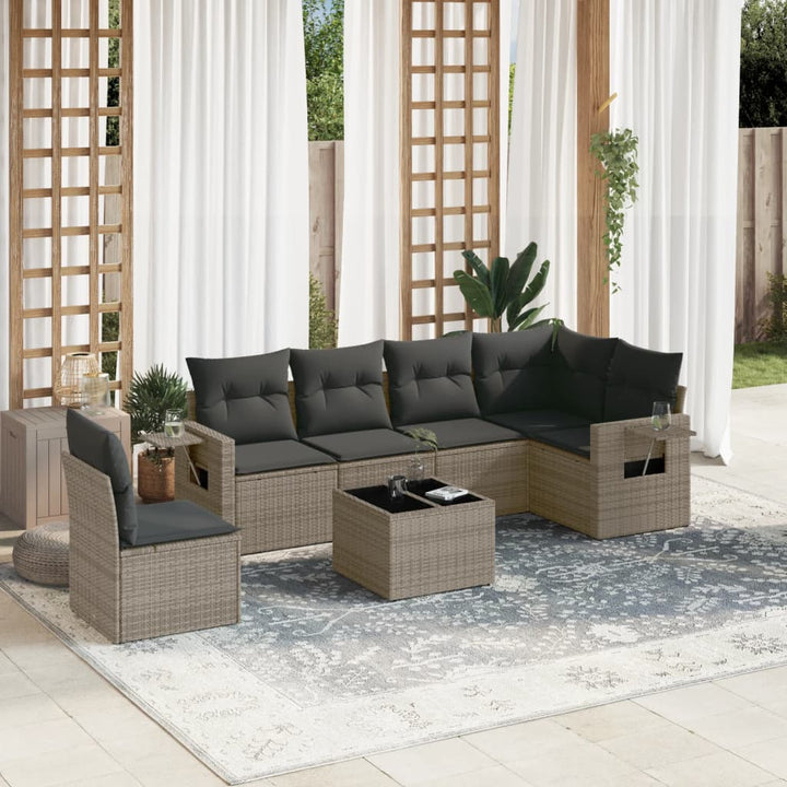 Set Mobilier De Grădină Cu Perne, 6 Piese, , Poliratan