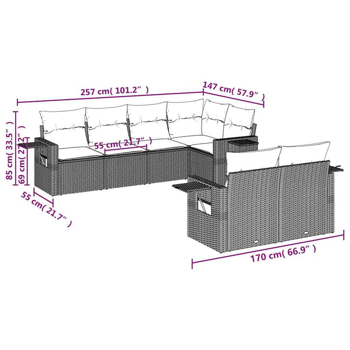 Set Canapele De Grădină Cu Perne, 7 Piese, , Poliratan