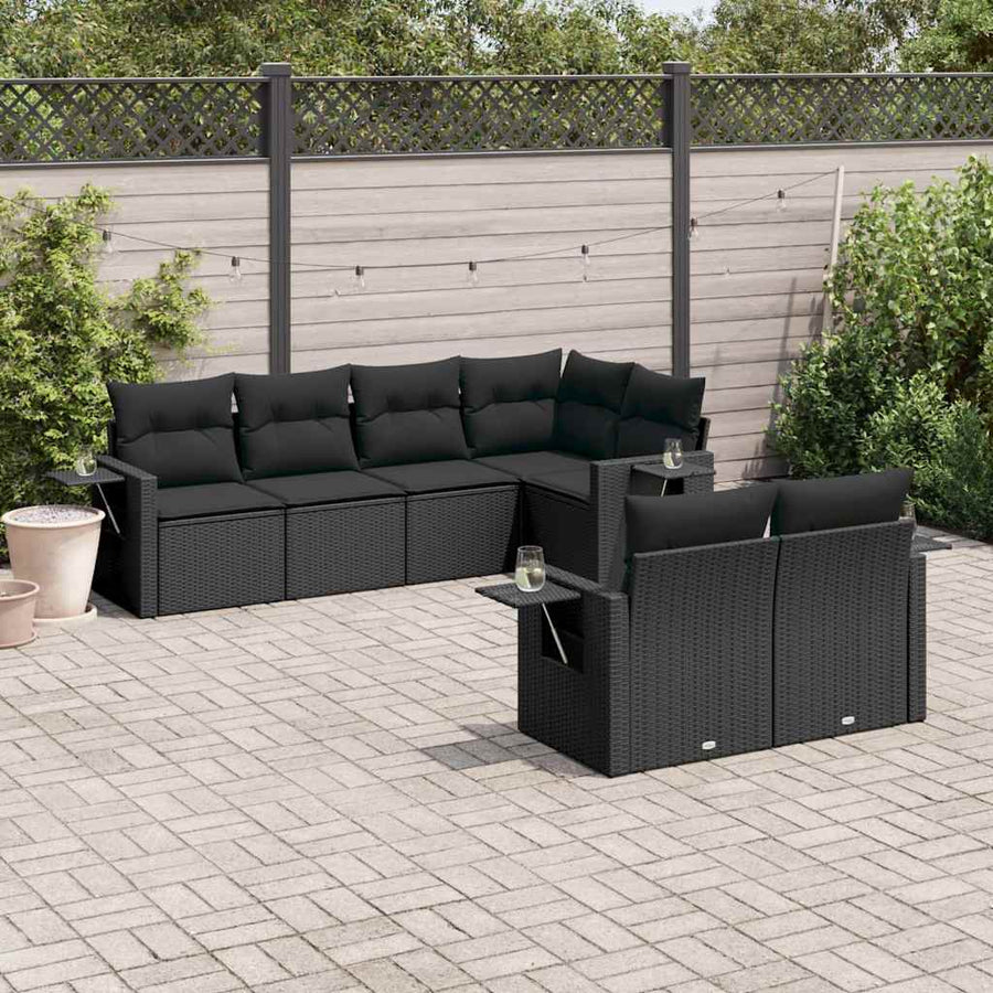 Set Canapele De Grădină Cu Perne, 7 Piese, , Poliratan
