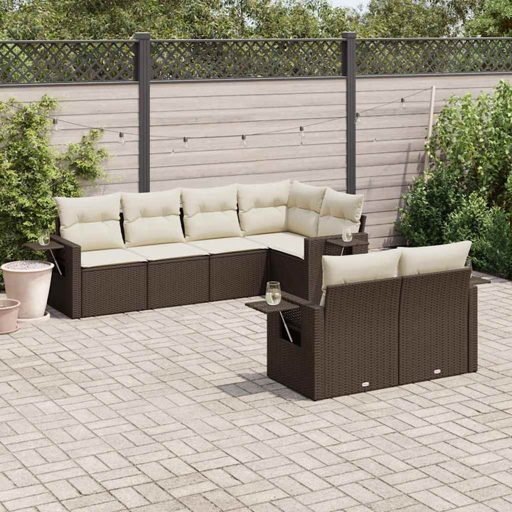 Set Canapele De Grădină Cu Perne, 7 Piese, , Poliratan