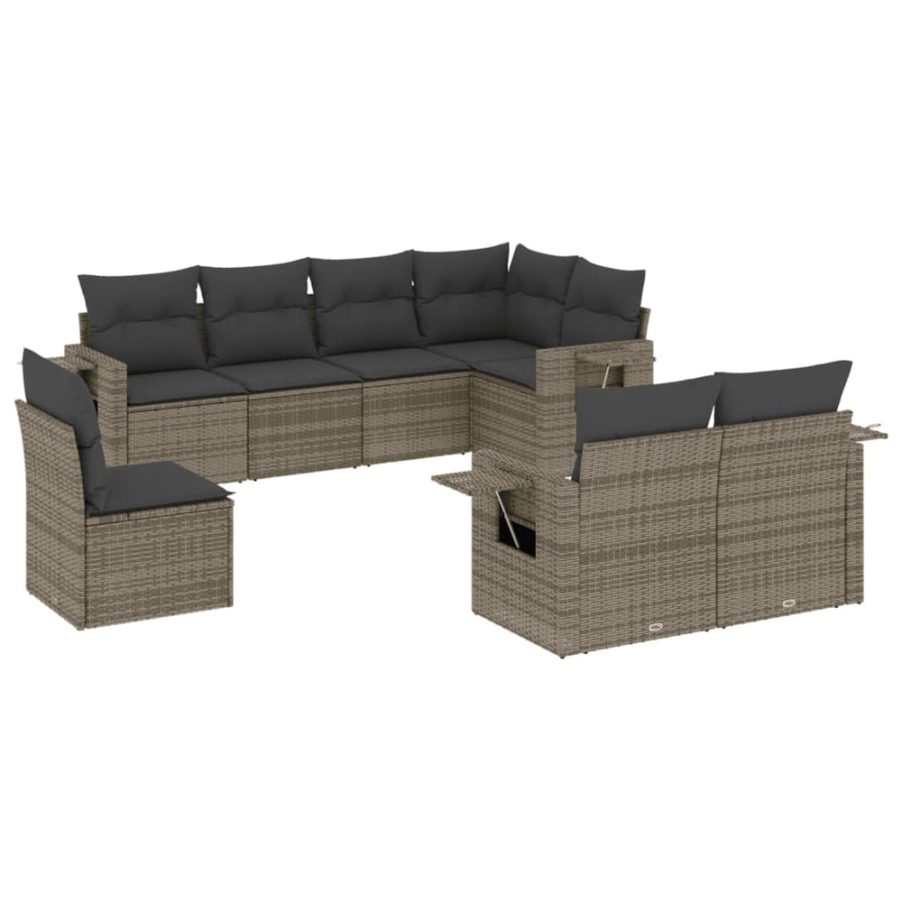 Set Canapele De Grădină Cu Perne, 8 Piese, , Poliratan