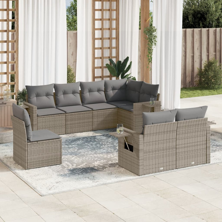 Set Canapele De Grădină Cu Perne, 8 Piese, , Poliratan