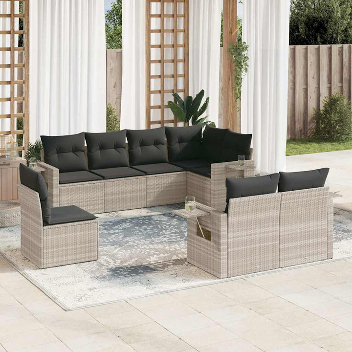 Set Canapele De Grădină Cu Perne, 8 Piese, , Poliratan