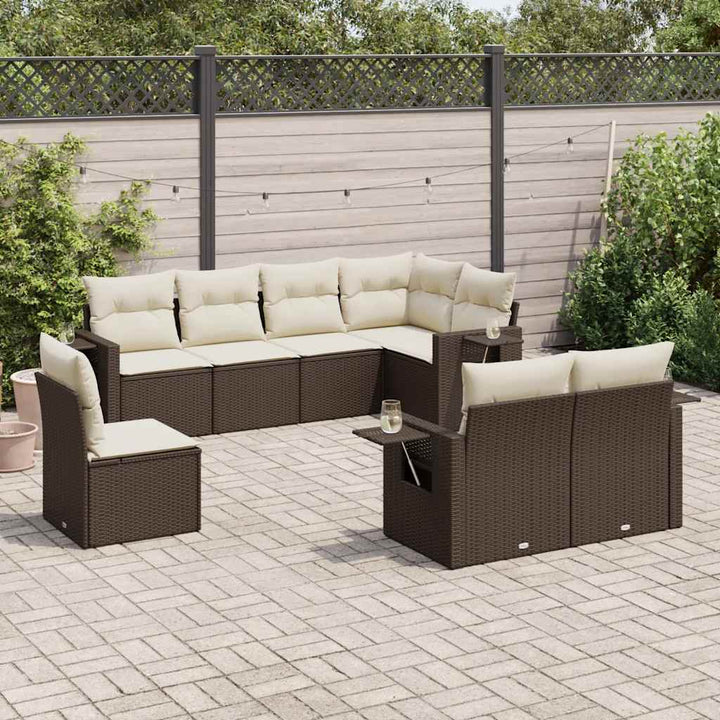 Set Canapele De Grădină Cu Perne, 8 Piese, , Poliratan