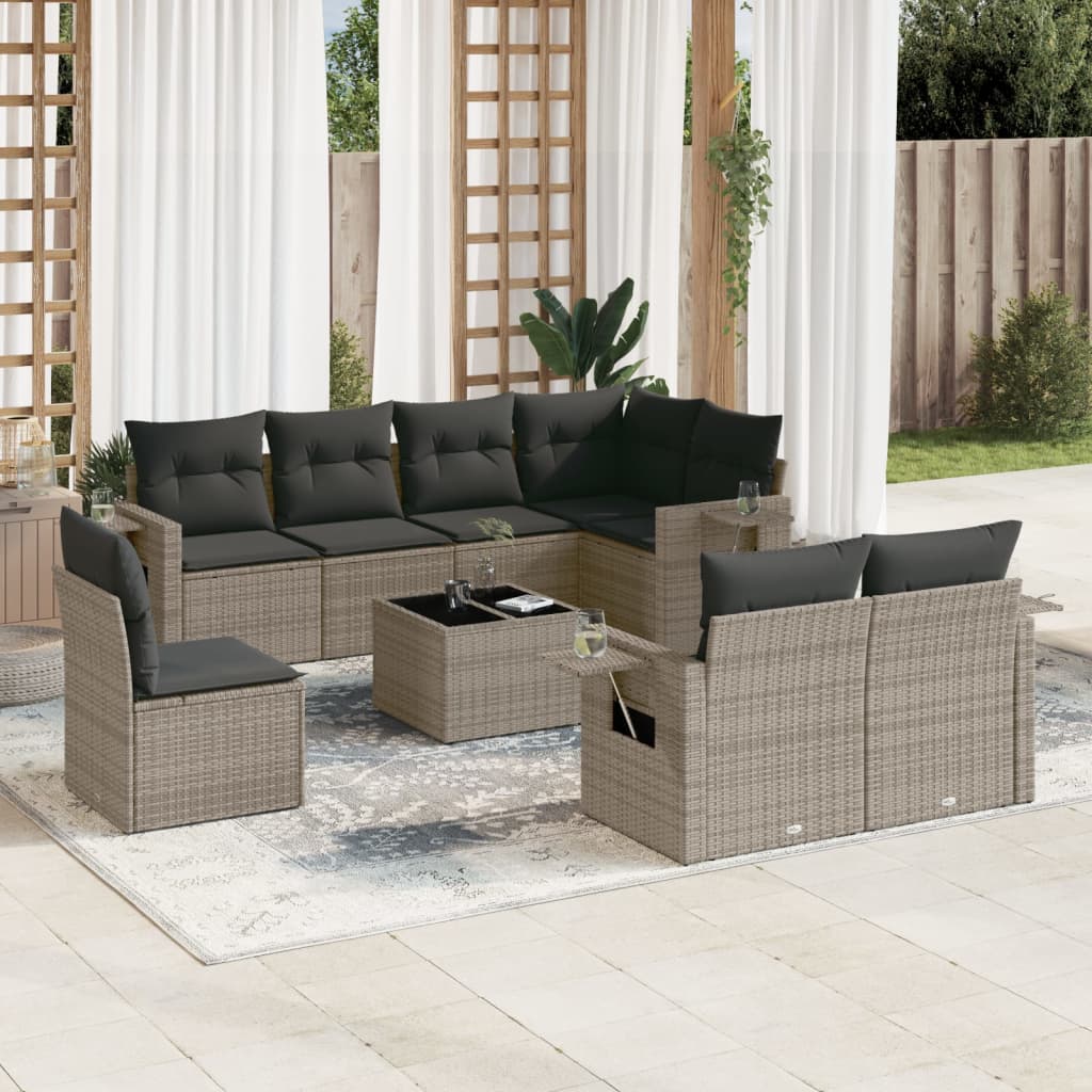 Set Canapele De Grădină Cu Perne, 8 Piese, , Poliratan