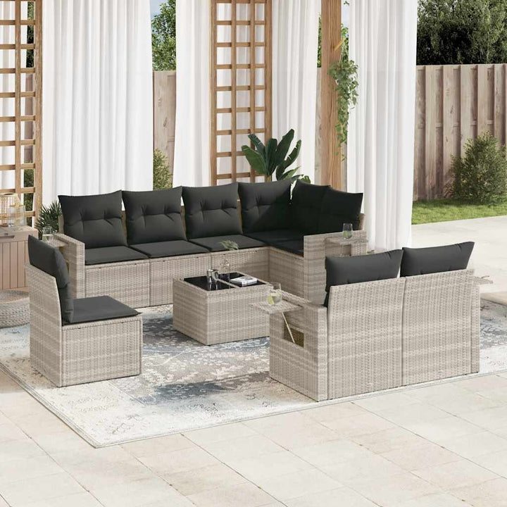 Set Canapele De Grădină Cu Perne, 8 Piese, , Poliratan