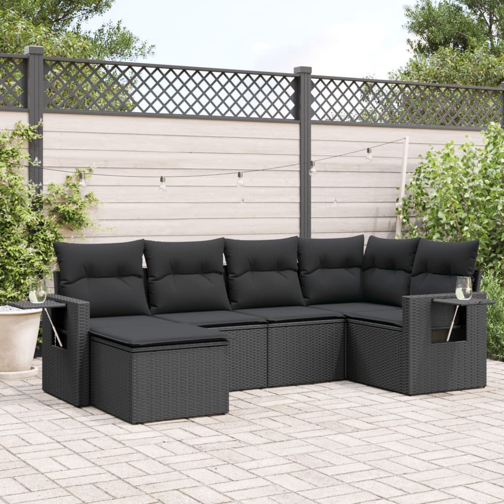 Set Canapele De Grădină Cu Perne, 6 Piese, Bej, Poliratan