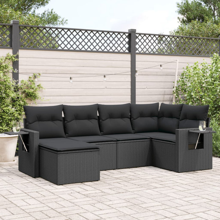 Set Canapele De Grădină Cu Perne, 6 Piese, Bej, Poliratan