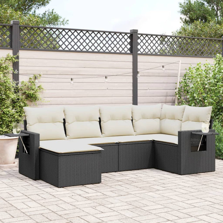 Set Canapele De Grădină Cu Perne, 6 Piese, Bej, Poliratan