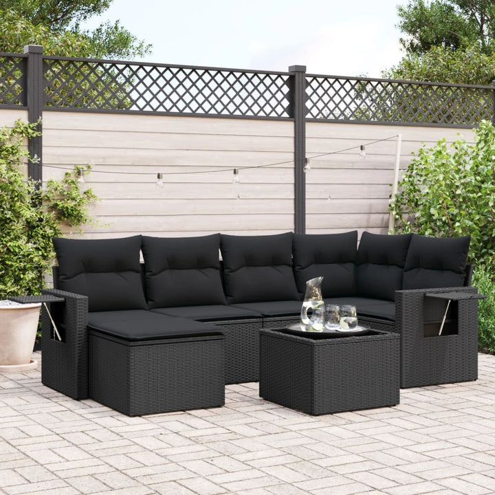 Set Canapele De Grădină Cu Perne, 6 Piese, Bej, Poliratan