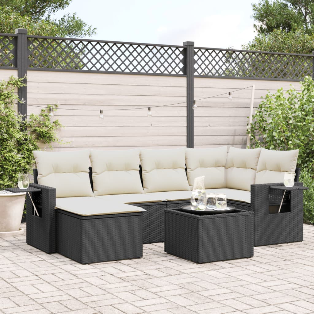 Set Canapele De Grădină Cu Perne, 6 Piese, Bej, Poliratan
