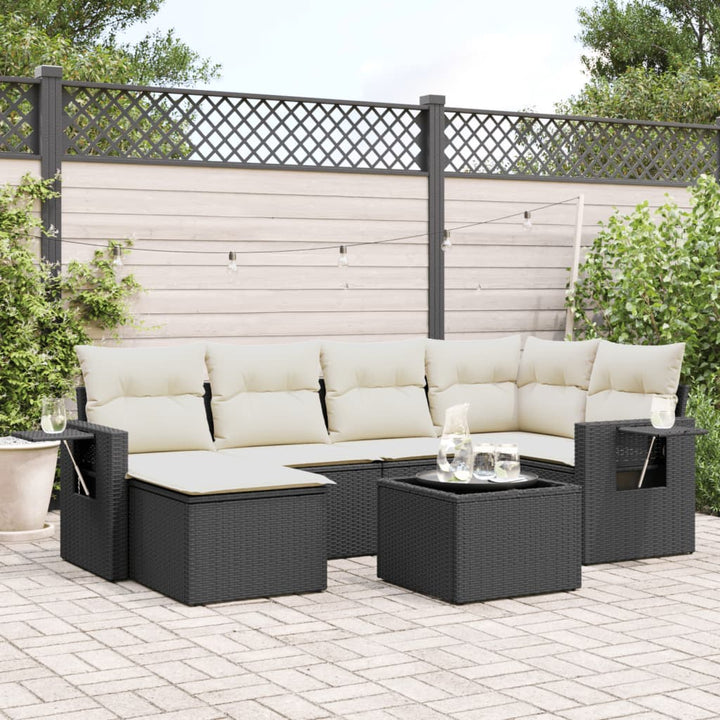 Set Canapele De Grădină Cu Perne, 6 Piese, Bej, Poliratan