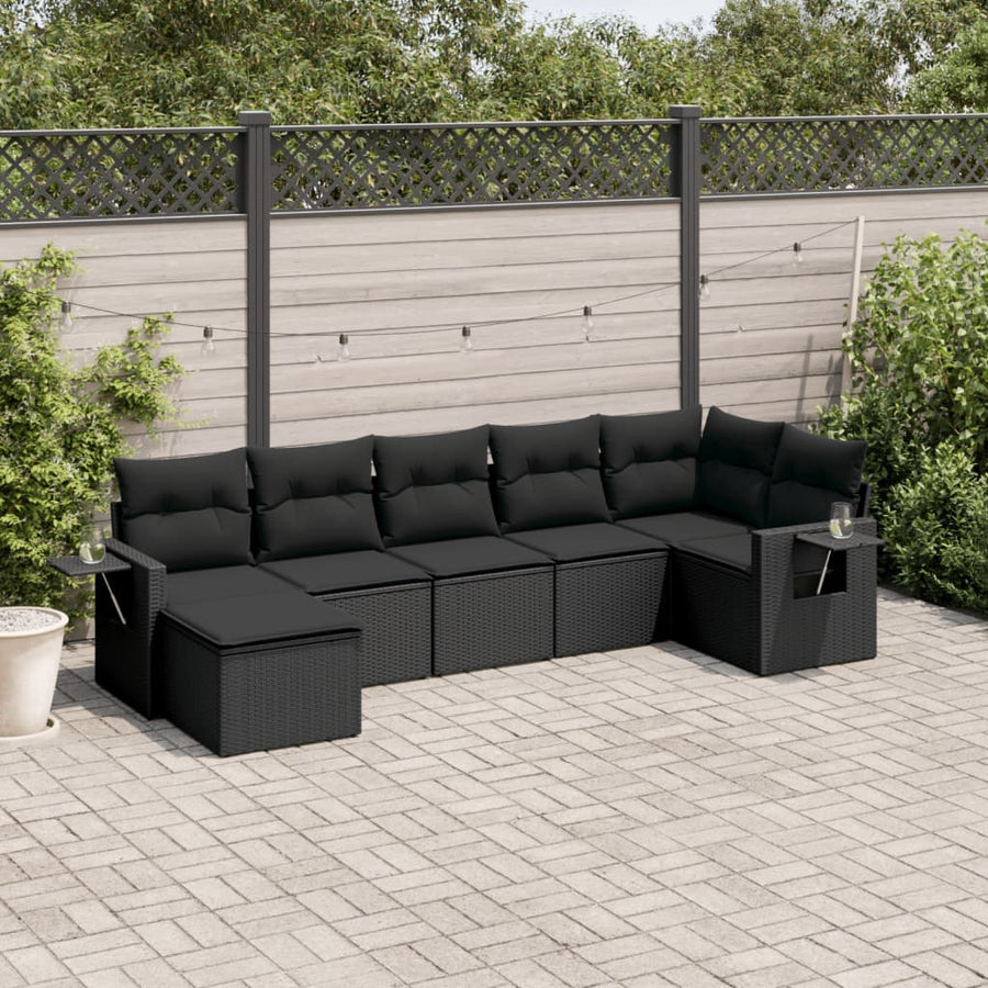 Set Canapele De Grădină Cu Perne, 7 Piese, , Poliratan