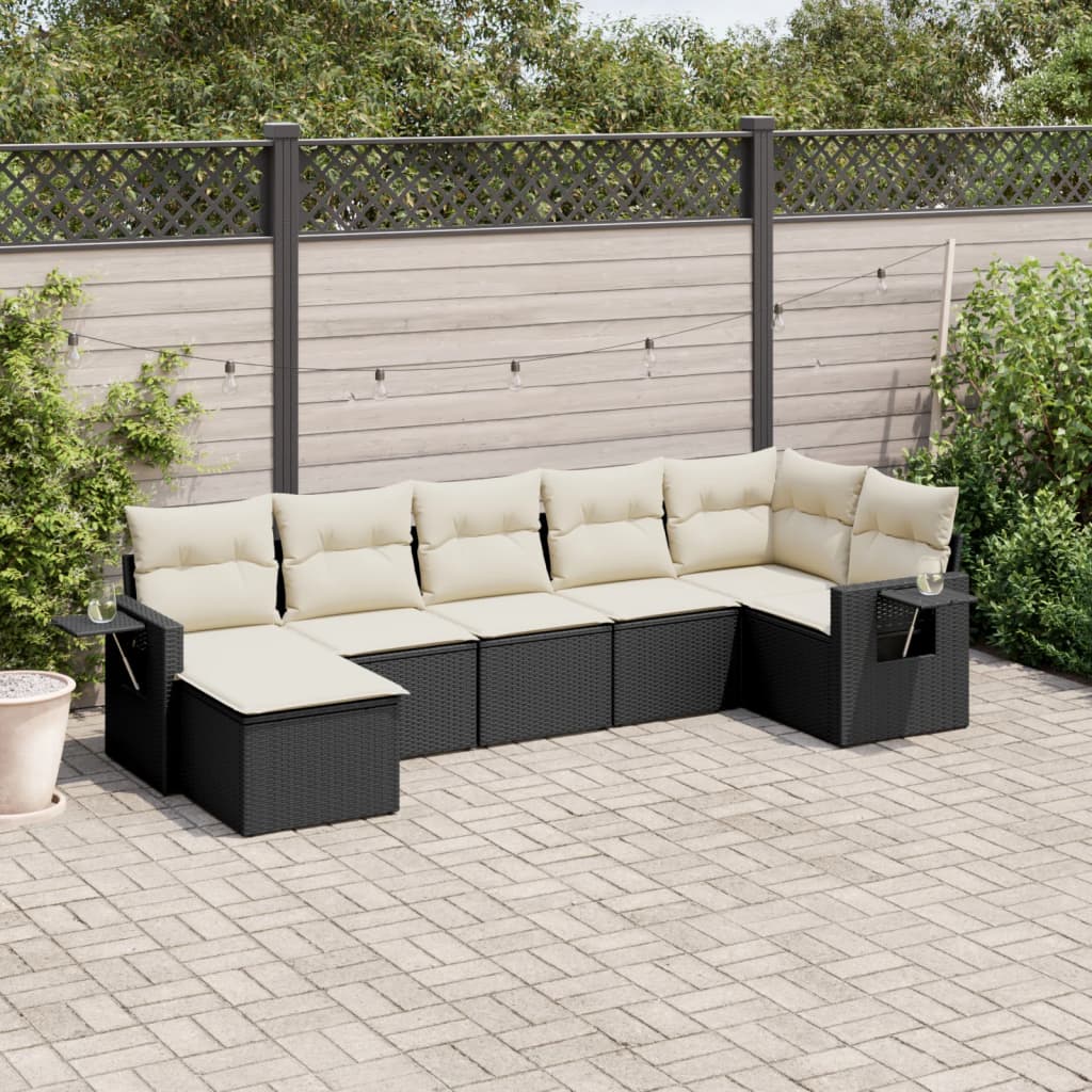 Set Canapele De Grădină Cu Perne, 7 Piese, , Poliratan