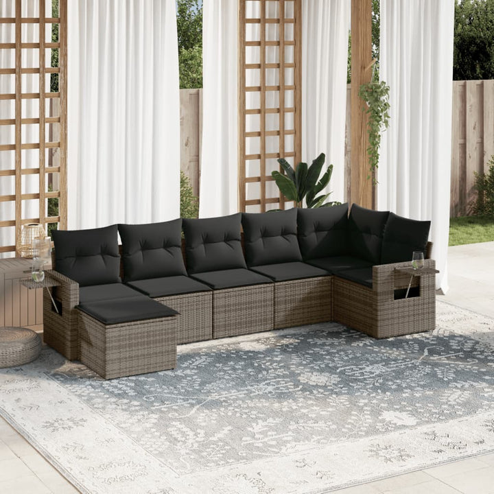 Set Canapele De Grădină Cu Perne, 7 Piese, , Poliratan