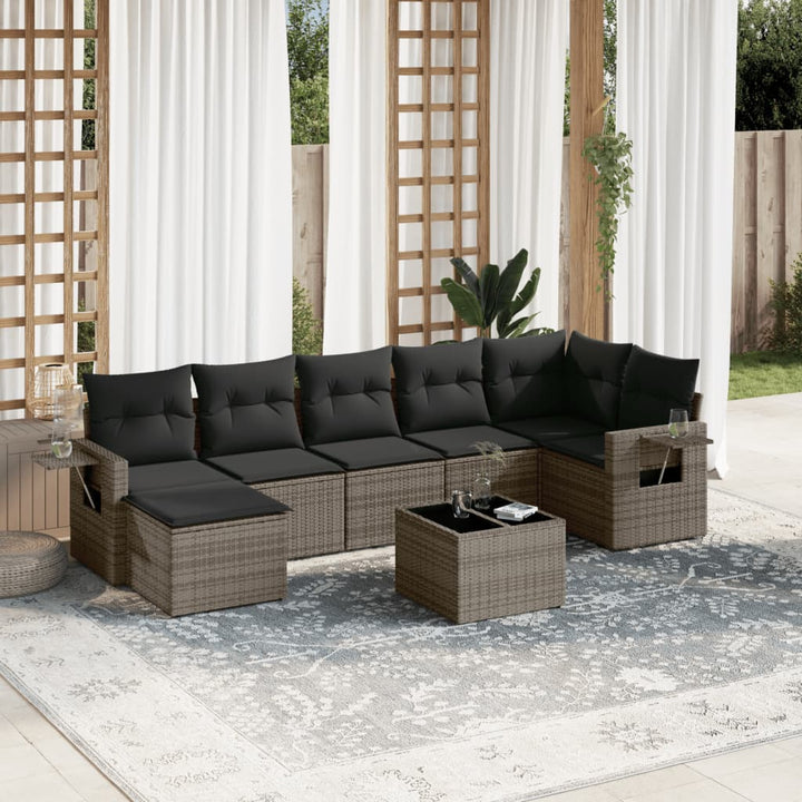 Set Canapele De Grădină Cu Perne, 7 Piese, , Poliratan