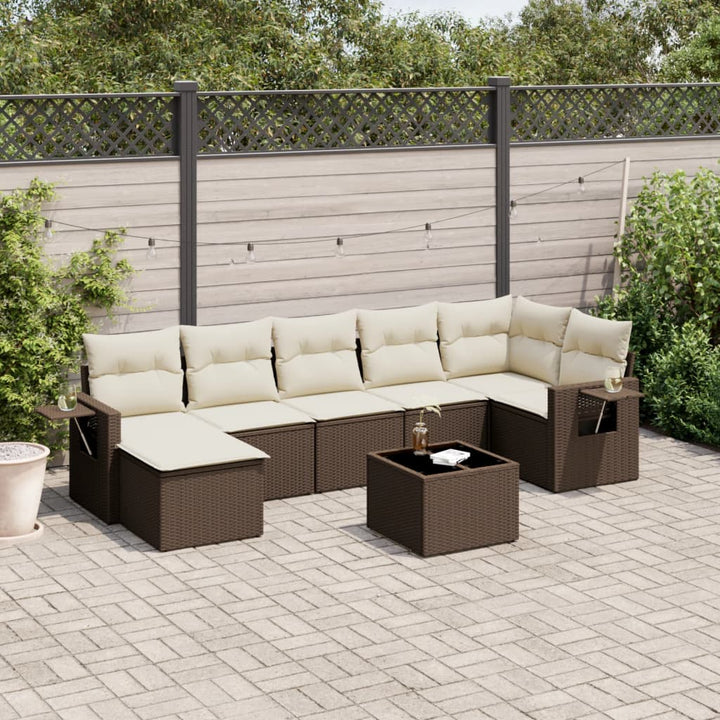 Set Canapele De Grădină Cu Perne, 7 Piese, , Poliratan