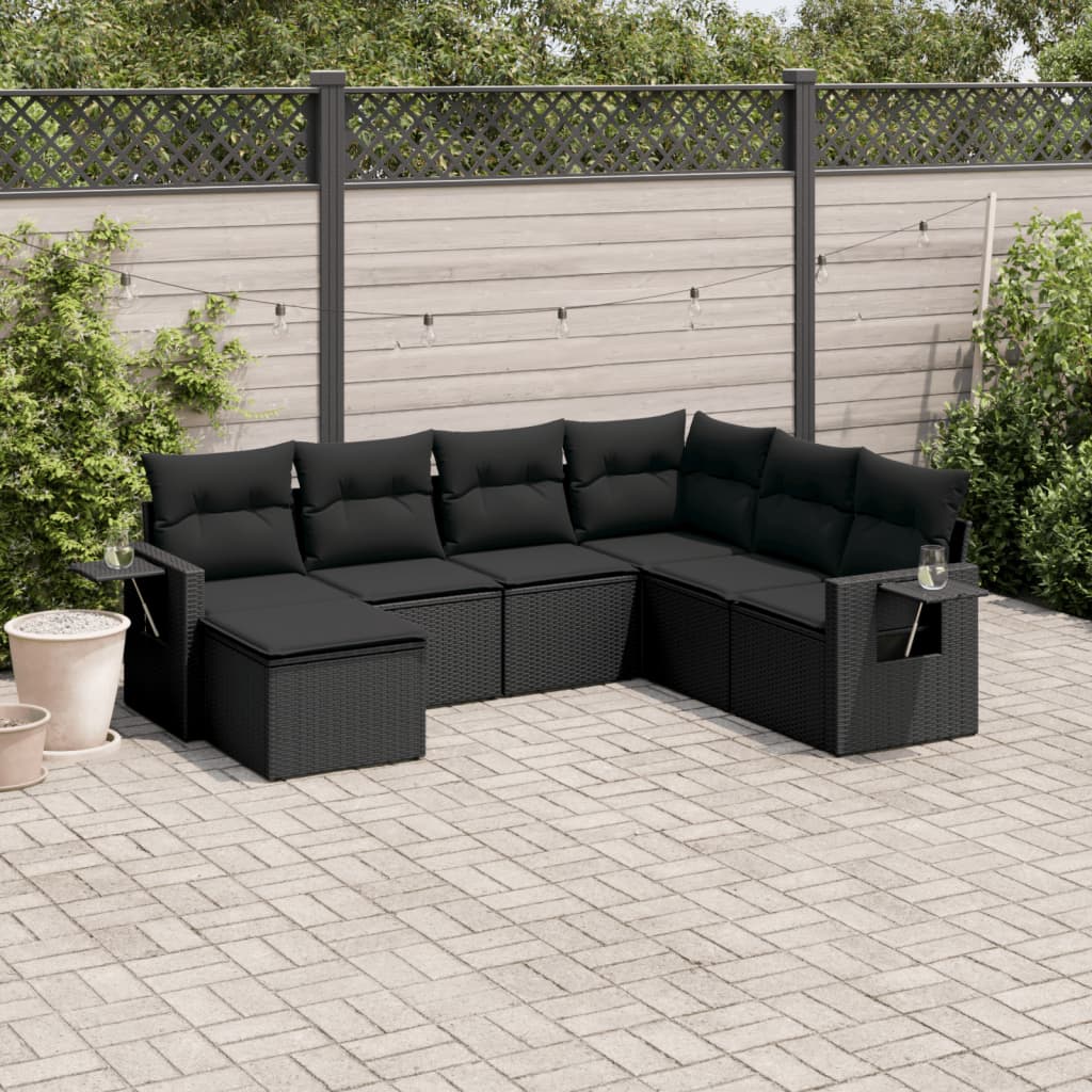 Set Canapele De Grădină Cu Perne, 7 Piese, , Poliratan