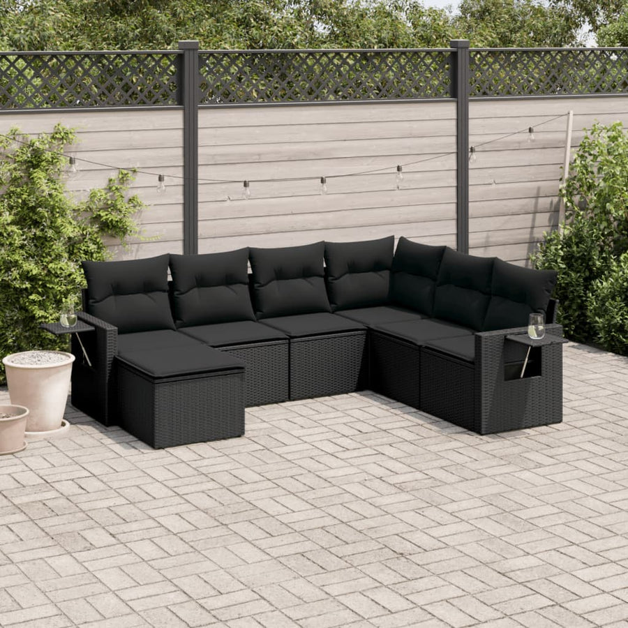 Set Canapele De Grădină Cu Perne, 7 Piese, , Poliratan