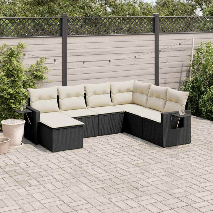 Set Canapele De Grădină Cu Perne, 7 Piese, , Poliratan