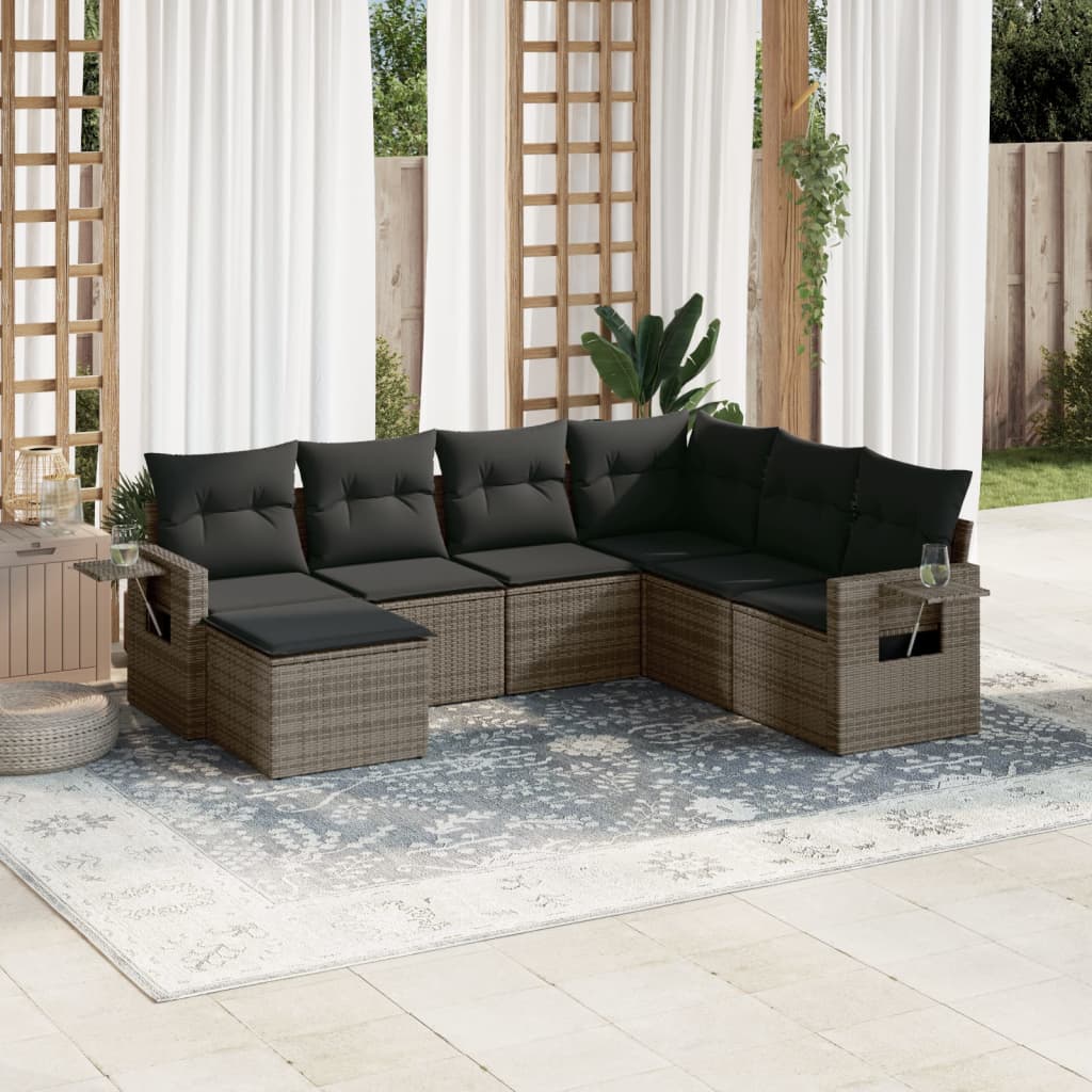 Set Canapele De Grădină Cu Perne, 7 Piese, , Poliratan