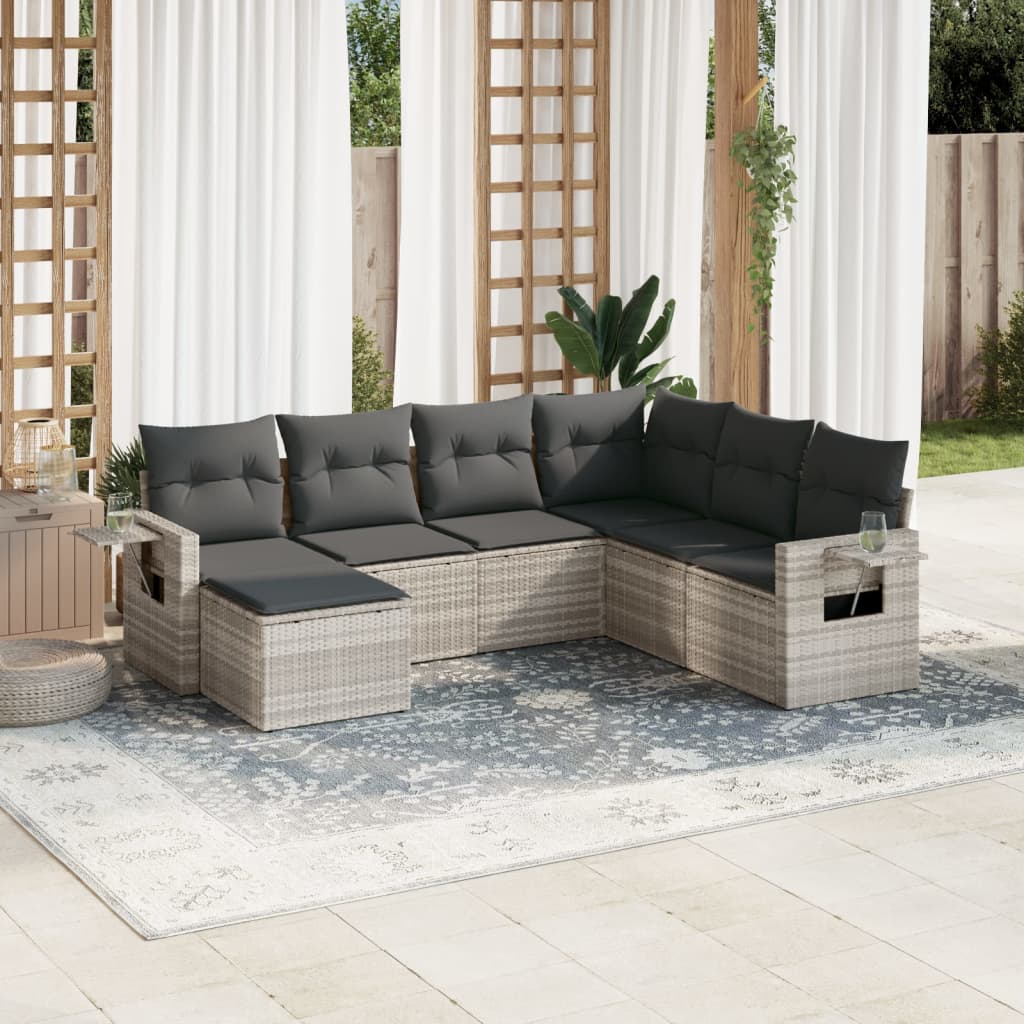 Set Canapele De Grădină Cu Perne, 7 Piese, , Poliratan