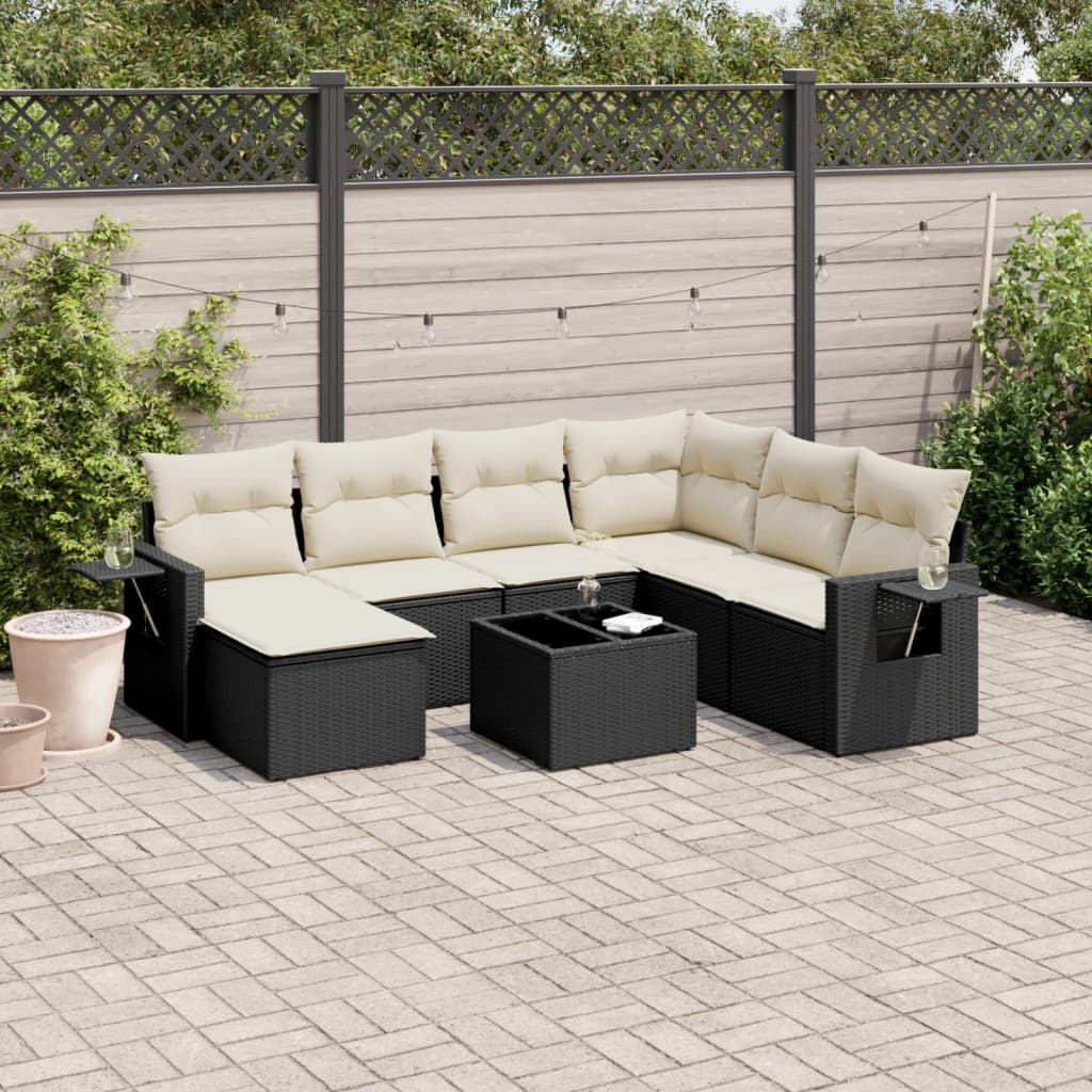 Set Canapele De Grădină Cu Perne, 7 Piese, , Poliratan