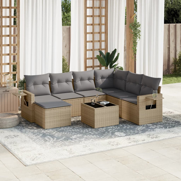 Set Canapele De Grădină Cu Perne, 7 Piese, , Poliratan