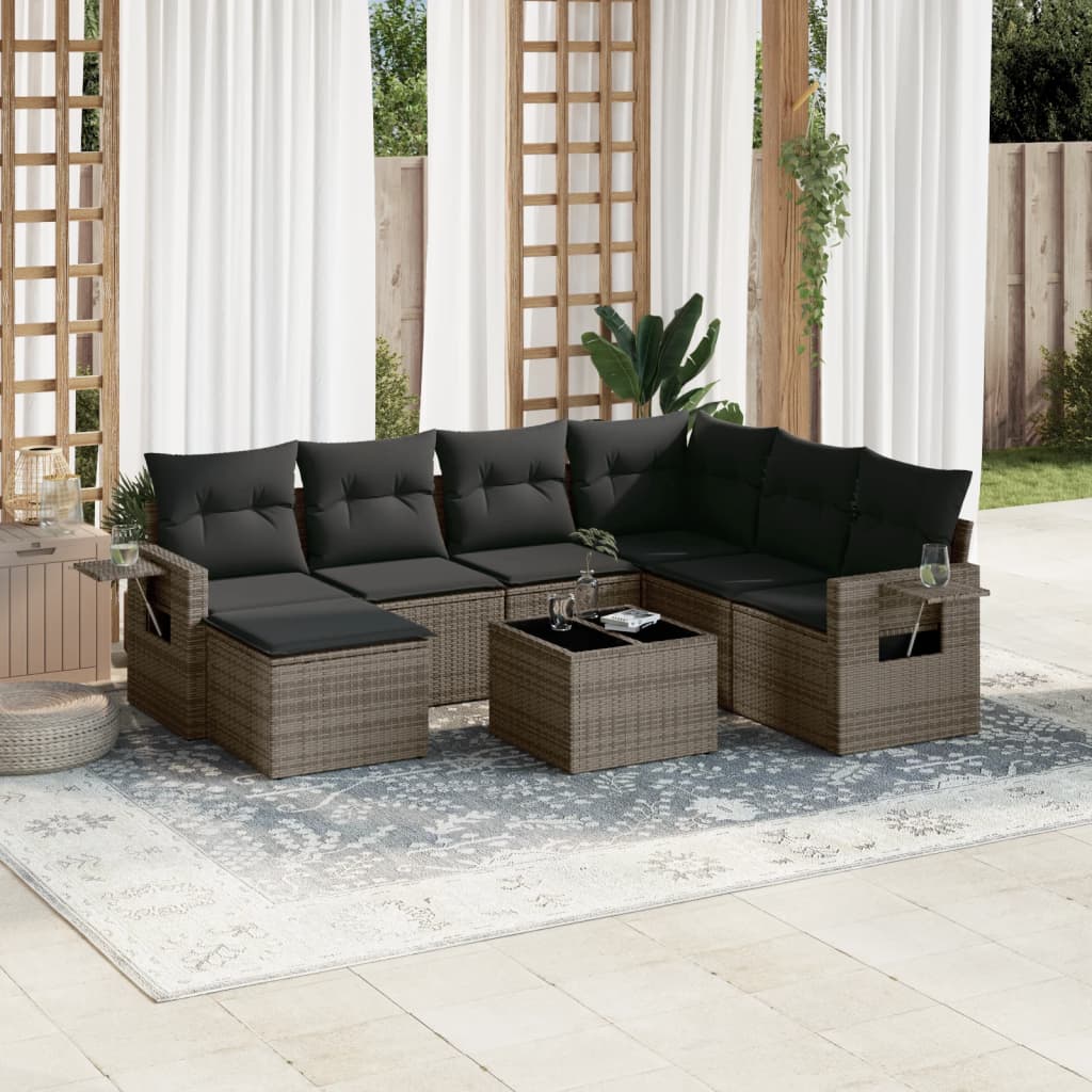 Set Canapele De Grădină Cu Perne, 7 Piese, , Poliratan