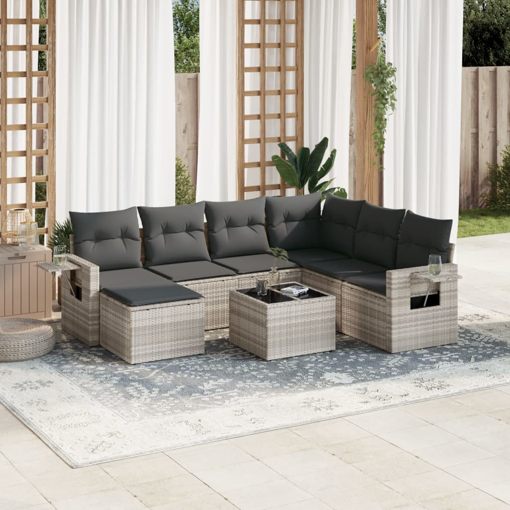 Set Canapele De Grădină Cu Perne, 7 Piese, , Poliratan