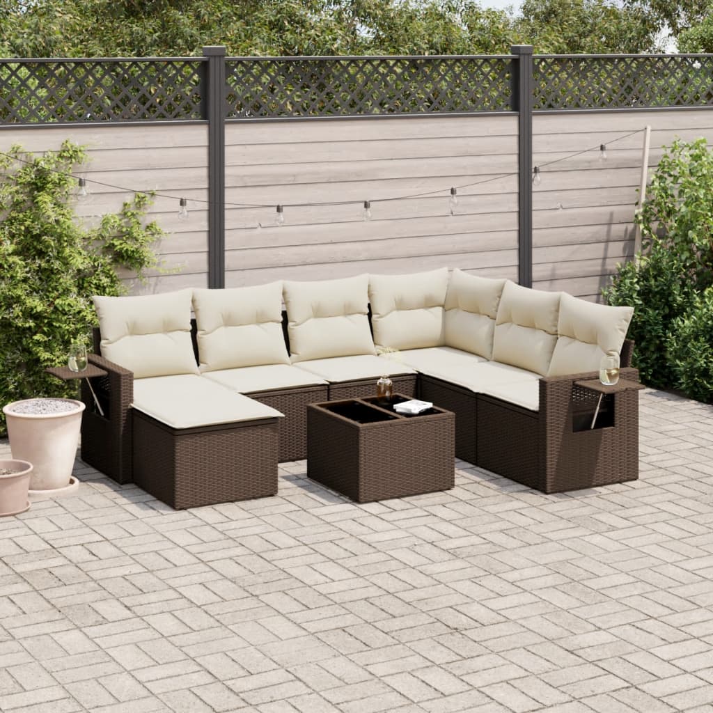 Set Canapele De Grădină Cu Perne, 7 Piese, , Poliratan