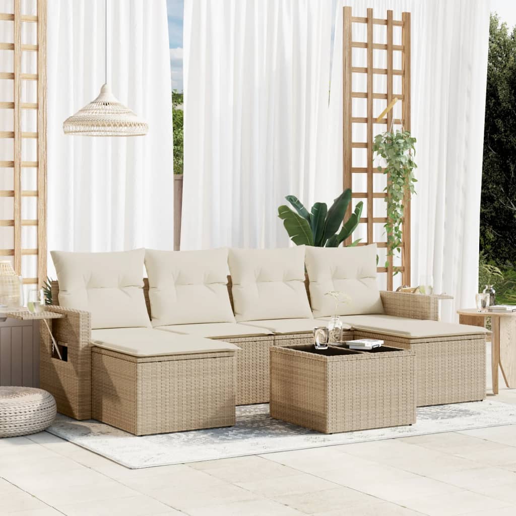 Set Mobilier De Grădină Cu Perne, 6 Piese, , Poliratan
