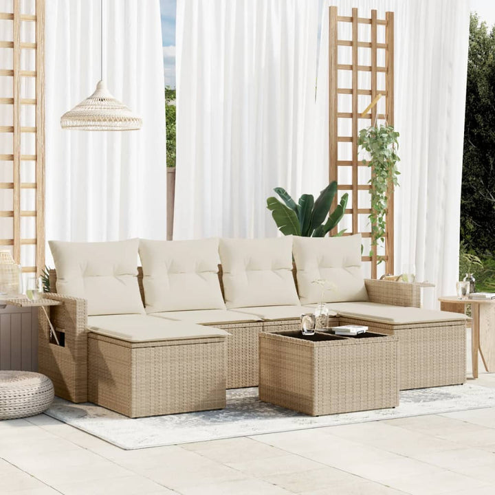 Set Mobilier De Grădină Cu Perne, 6 Piese, , Poliratan
