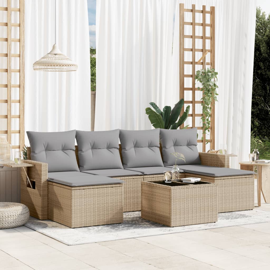 Set Mobilier De Grădină Cu Perne, 6 Piese, , Poliratan