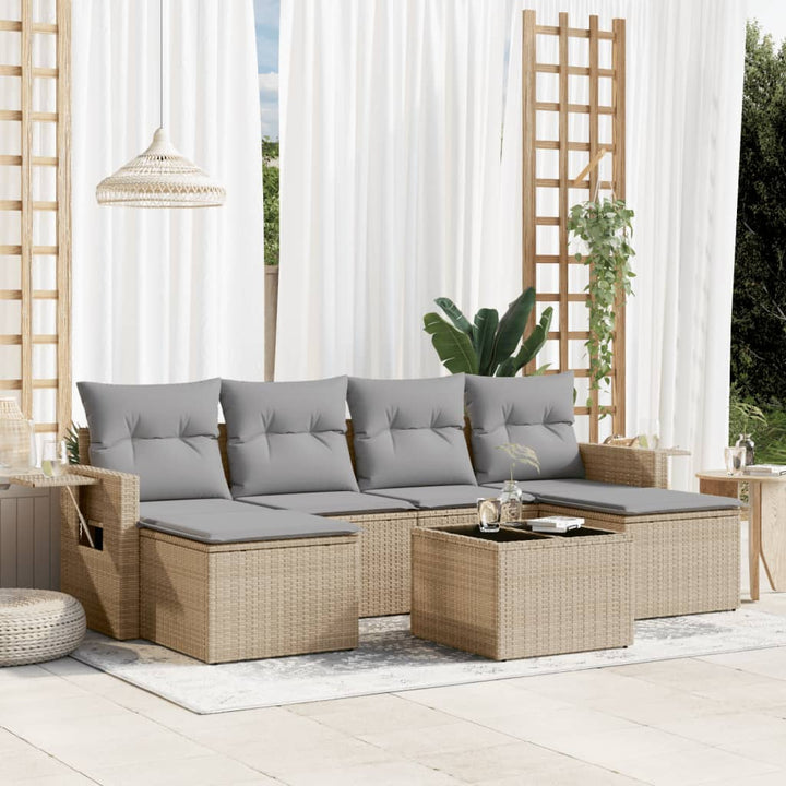 Set Mobilier De Grădină Cu Perne, 6 Piese, , Poliratan