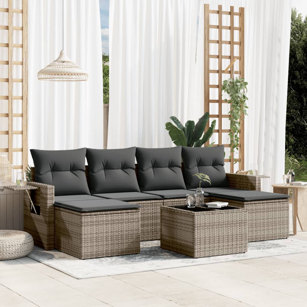 Set Mobilier De Grădină Cu Perne, 6 Piese, , Poliratan